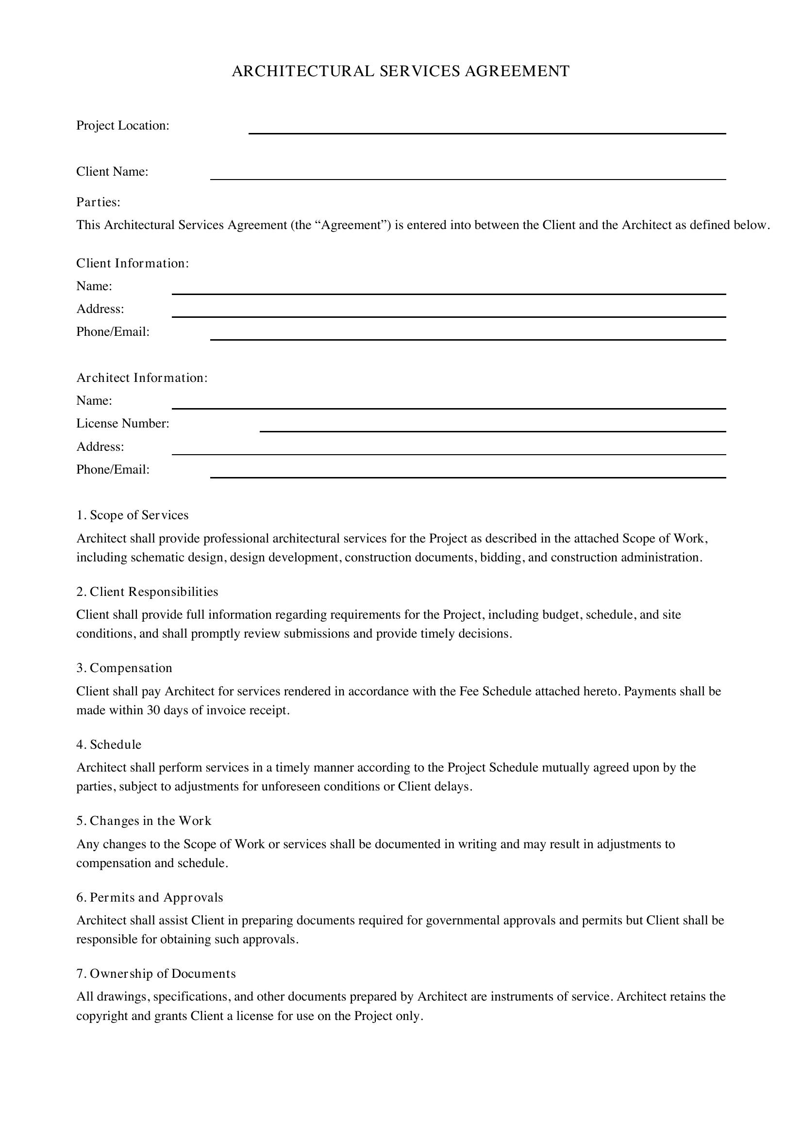 Architect Contract Template - US