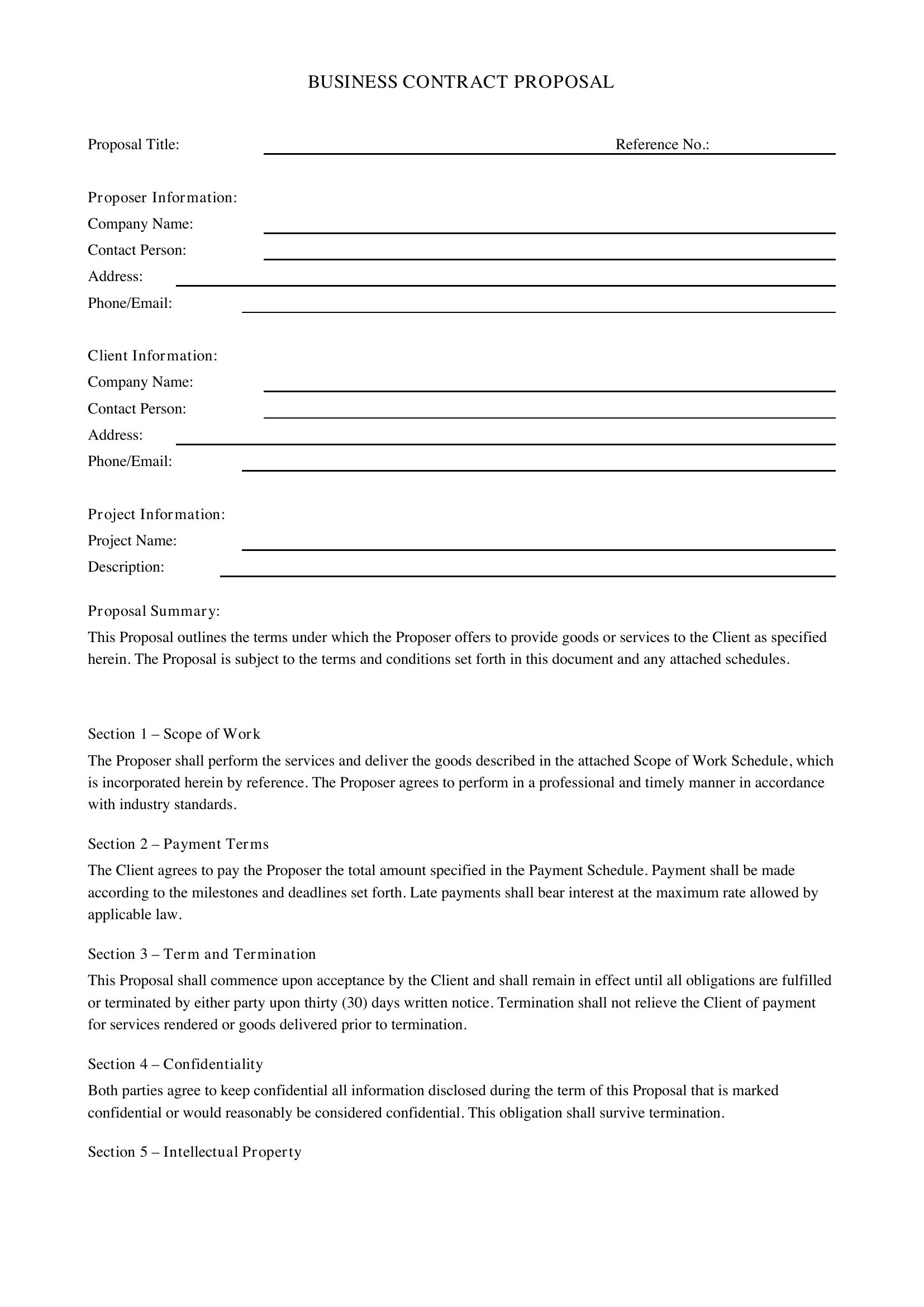 Business Contract Proposal Template - US