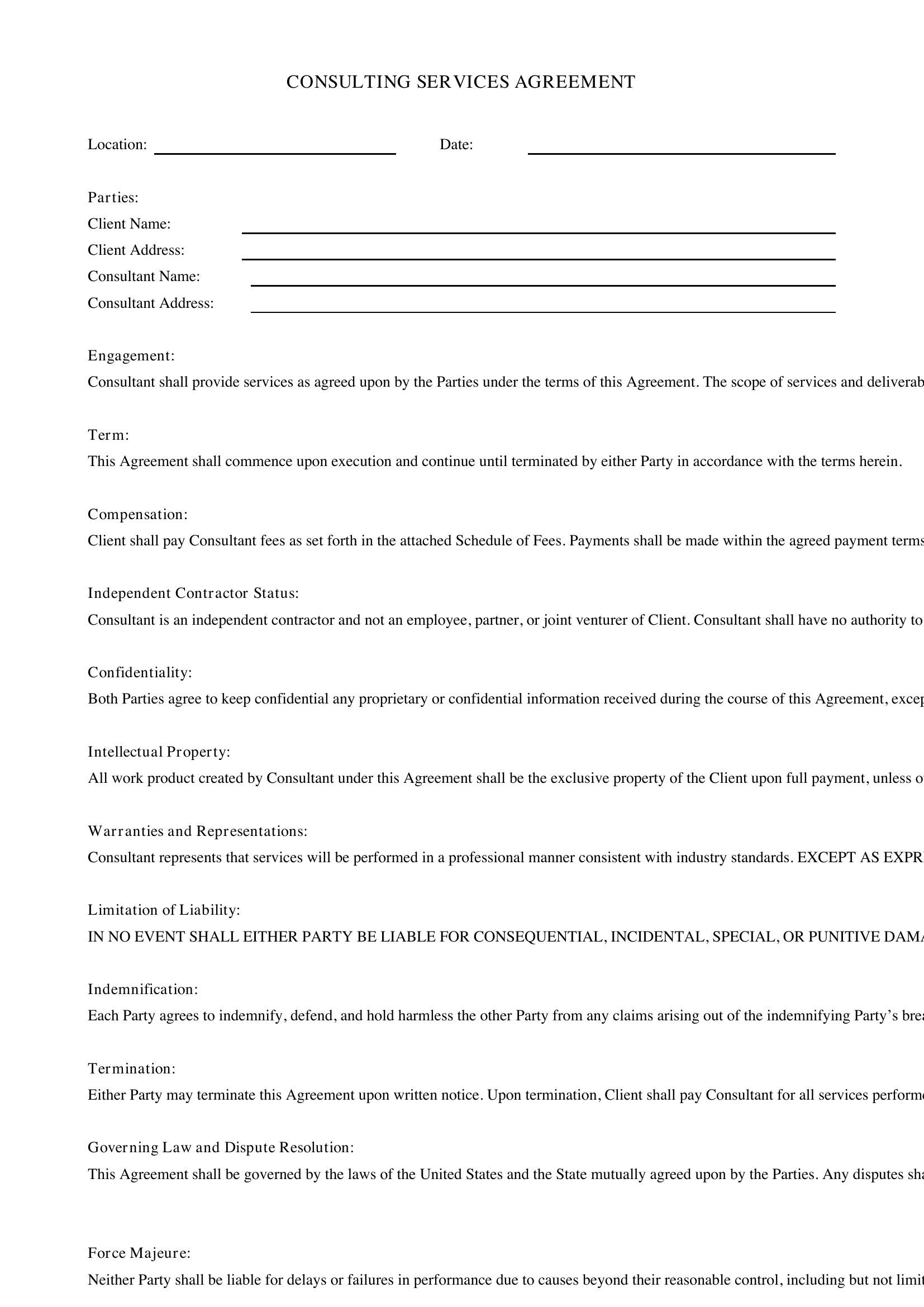 Consulting Contract Template - US