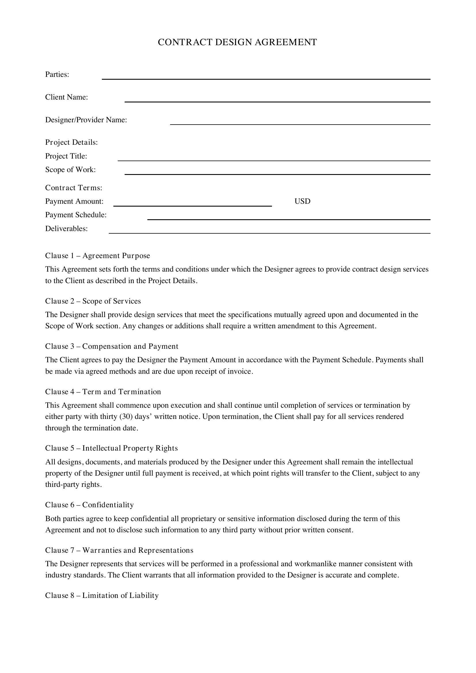 Contract Design Template - US