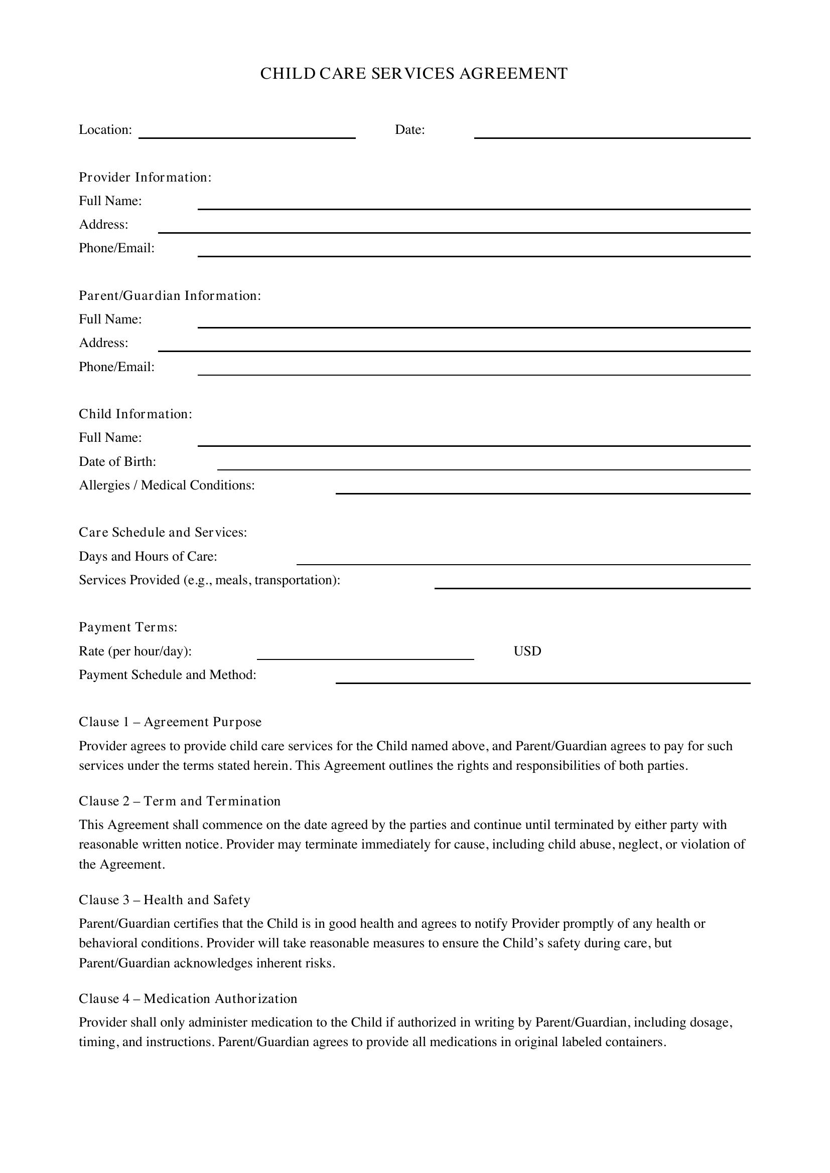 Contract For Kids Template - US