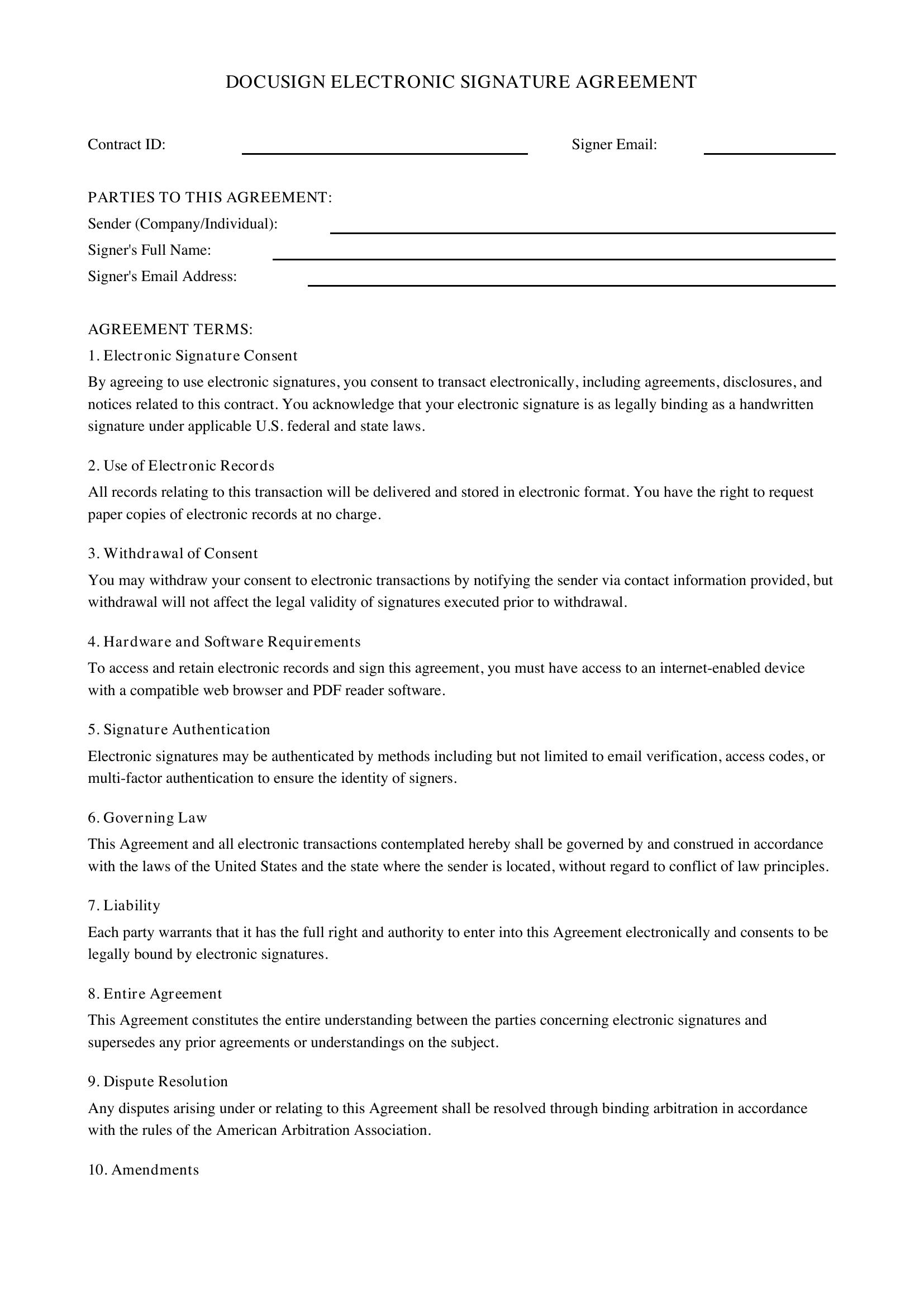 Docusign Contract Template - US