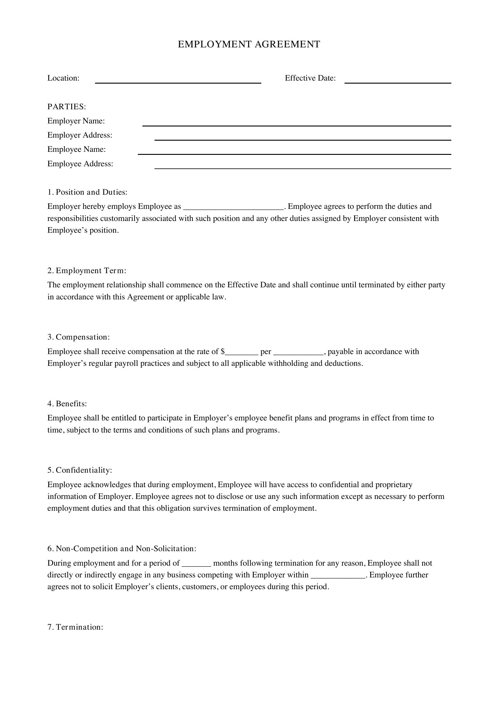 Employment Contract Template - US