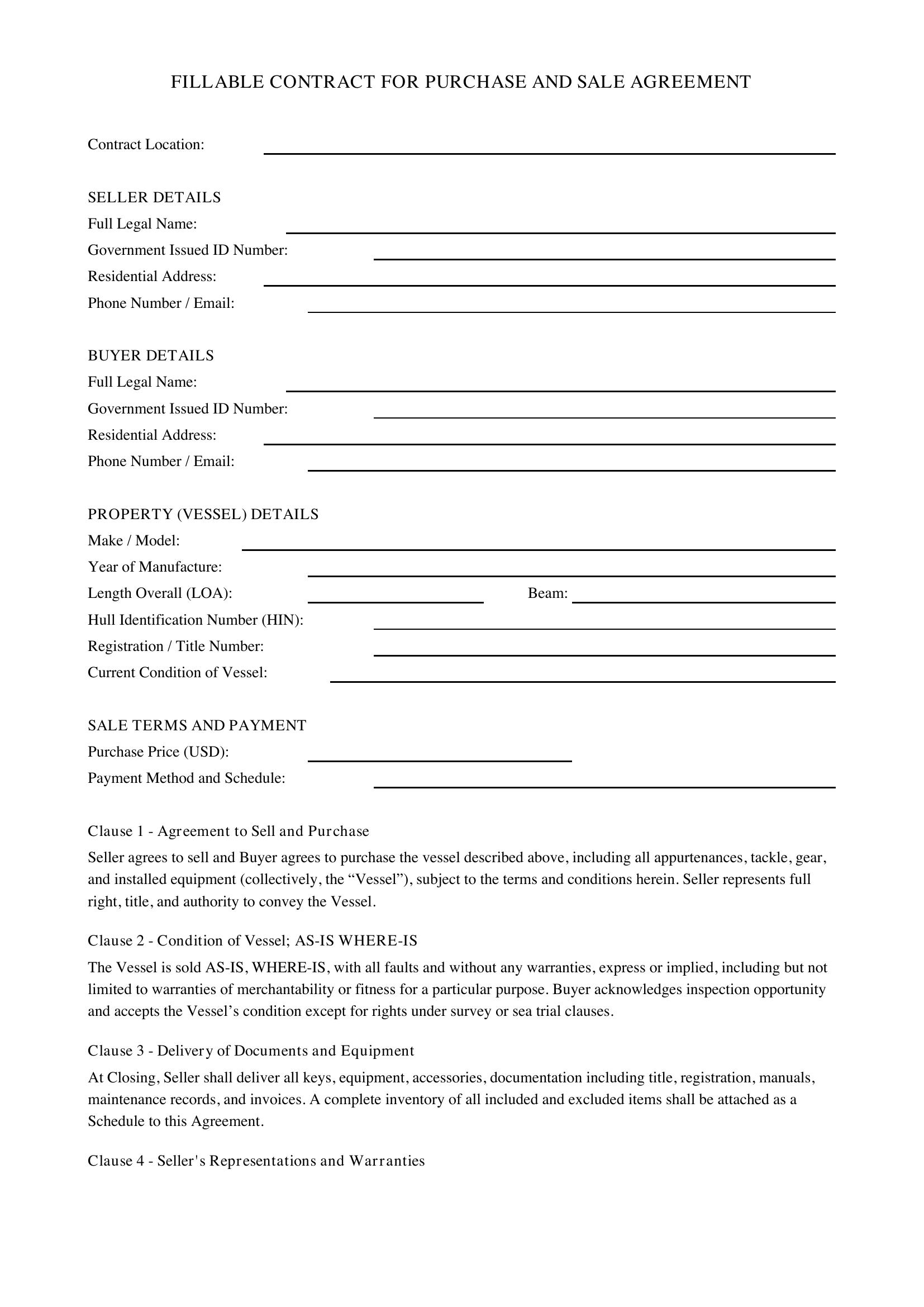 Fillable Contract Template - US