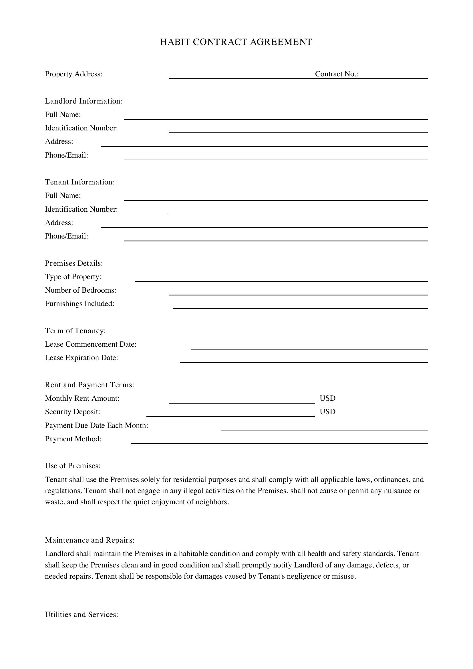 Habit Contract Template - US