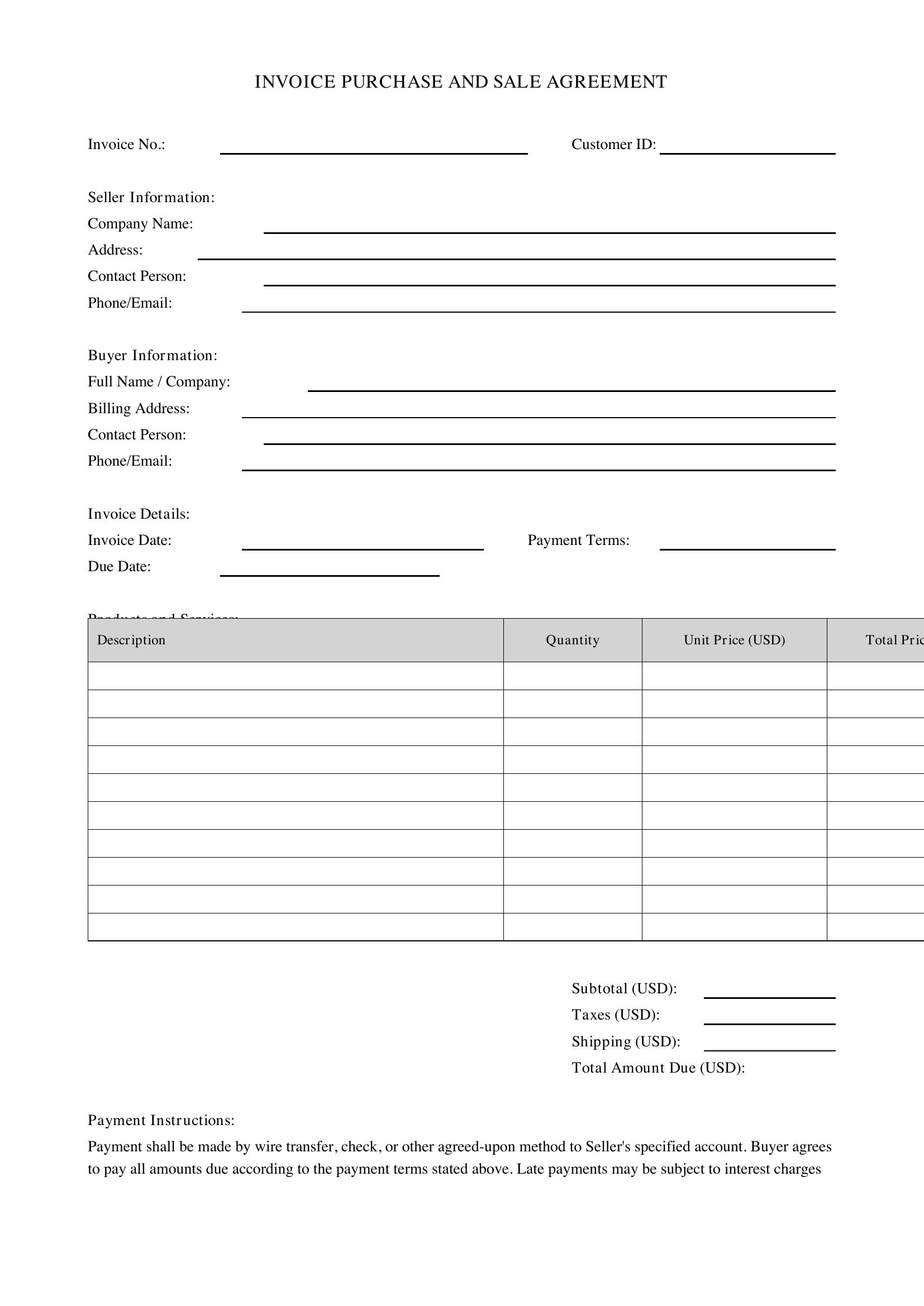 Invoice Contract Template - US