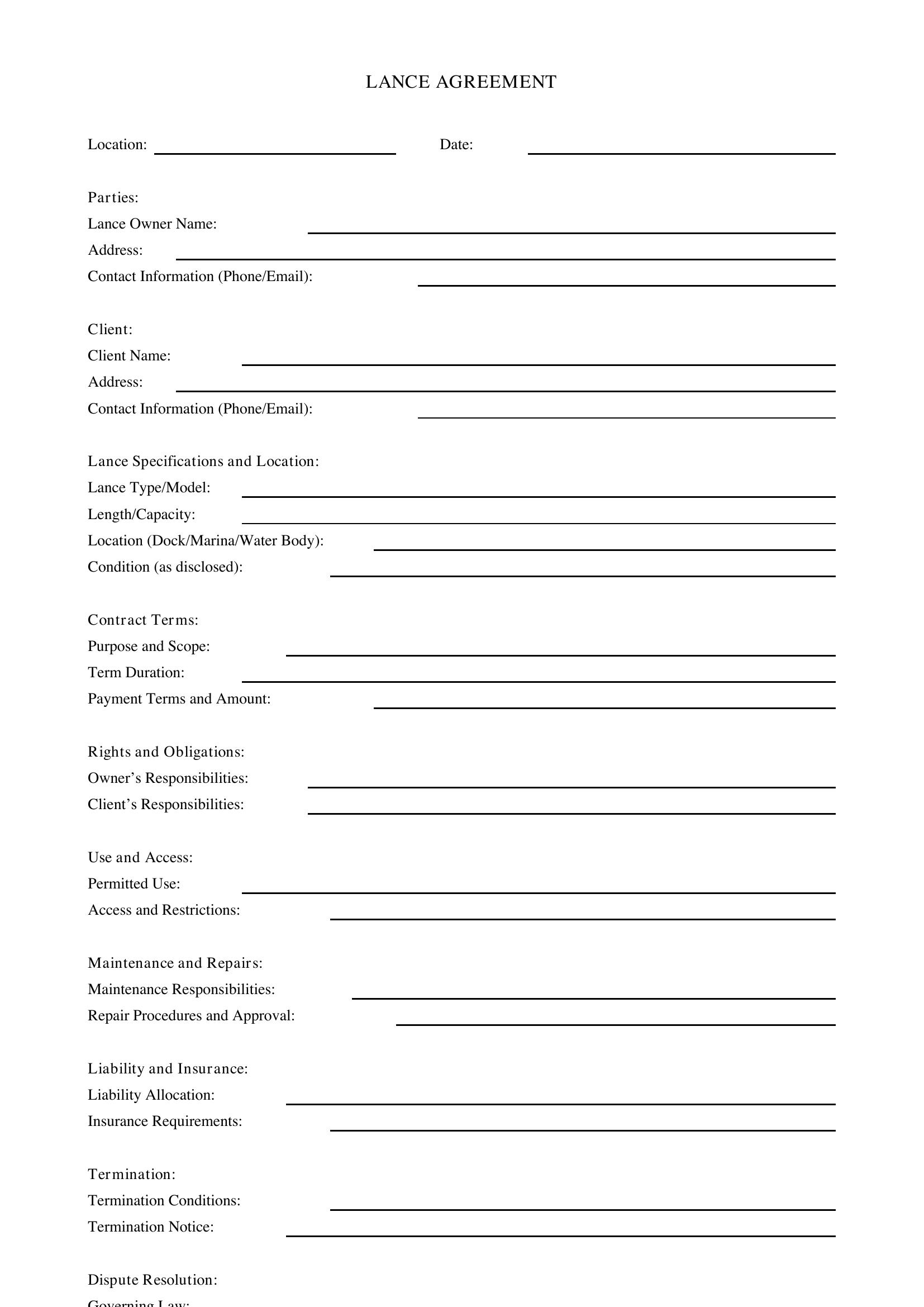 Lance Contract Template - US