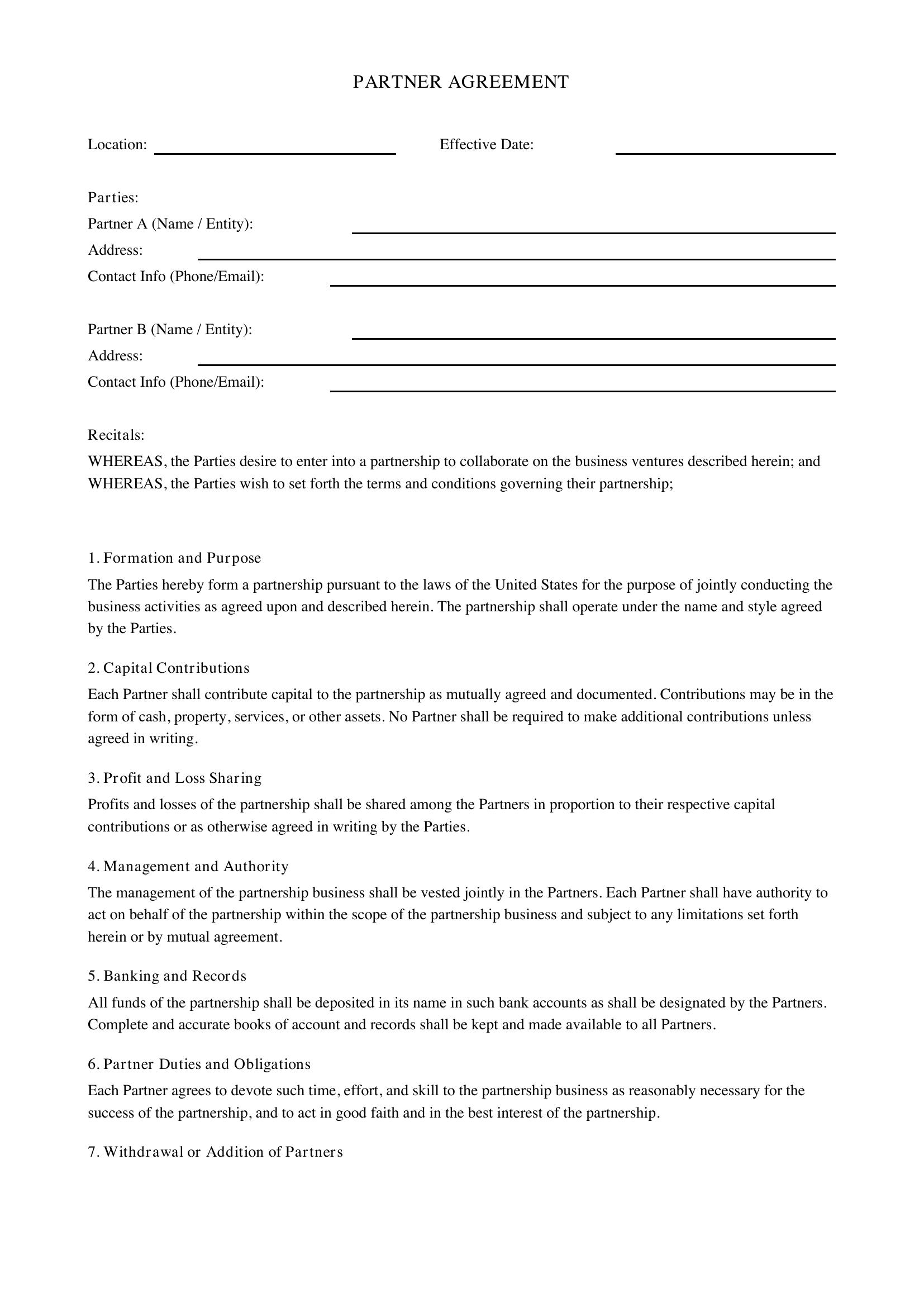 Partner Contract Template - US