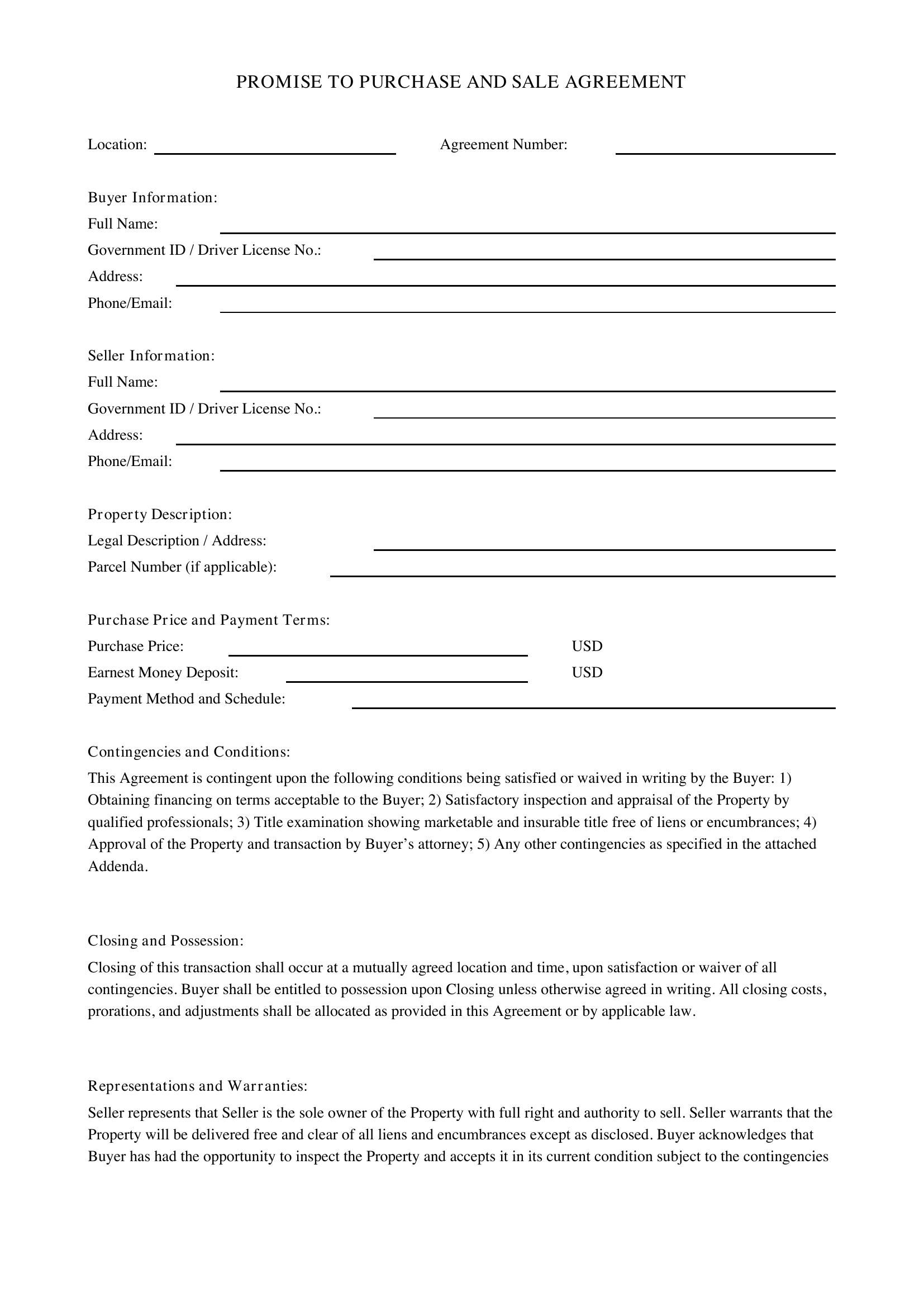Promise Contract Template - US